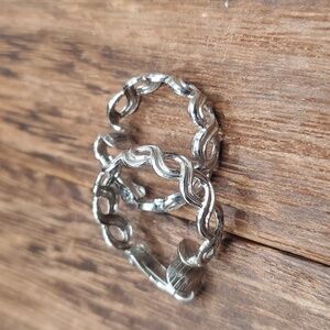 E444 heavenly‎ swirl openwork silver clip on vintage estate earrings